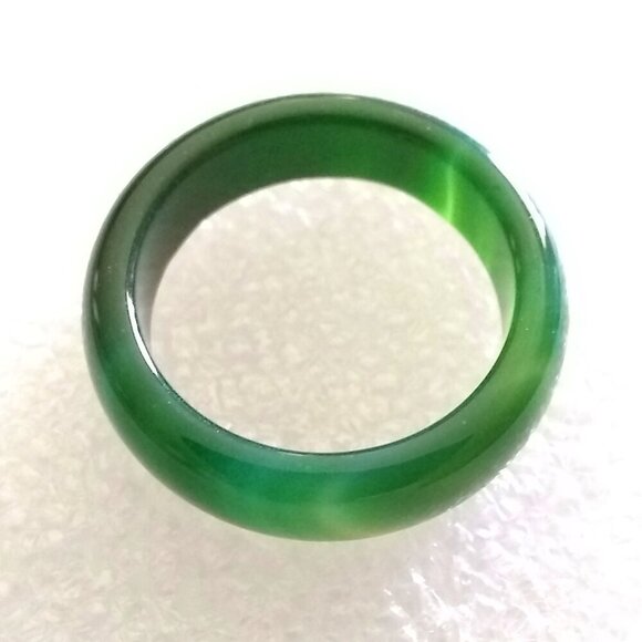 Multi-Hued Green Bands ~ Agate Stone Ring Size 7 ~ Friendship + Promise Rings - Picture 5 of 12